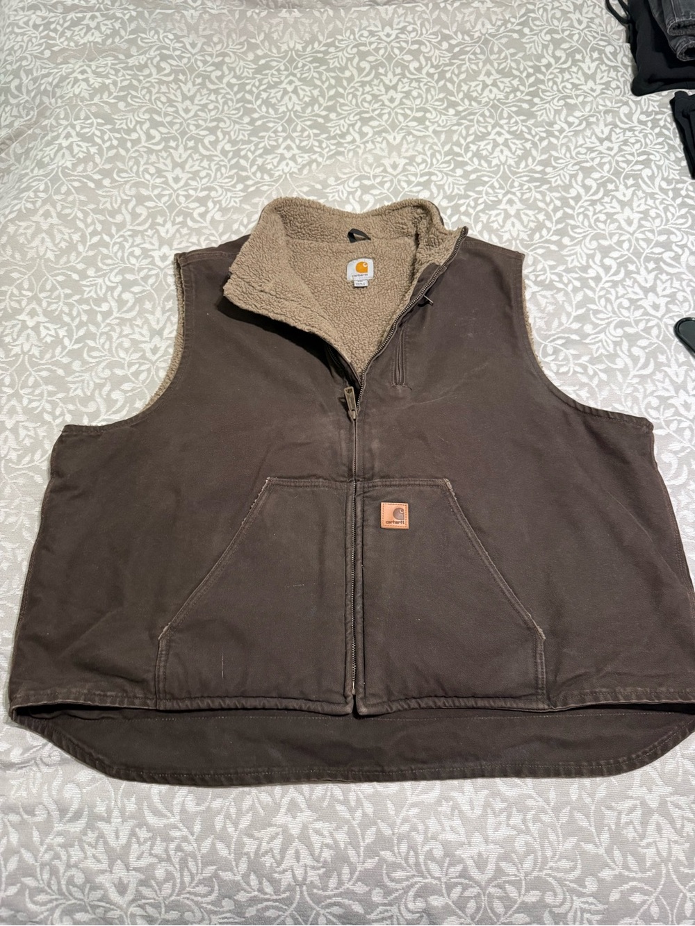 Carhartt Tan Sherpa-Lined Jacket Insert with Signature Logo